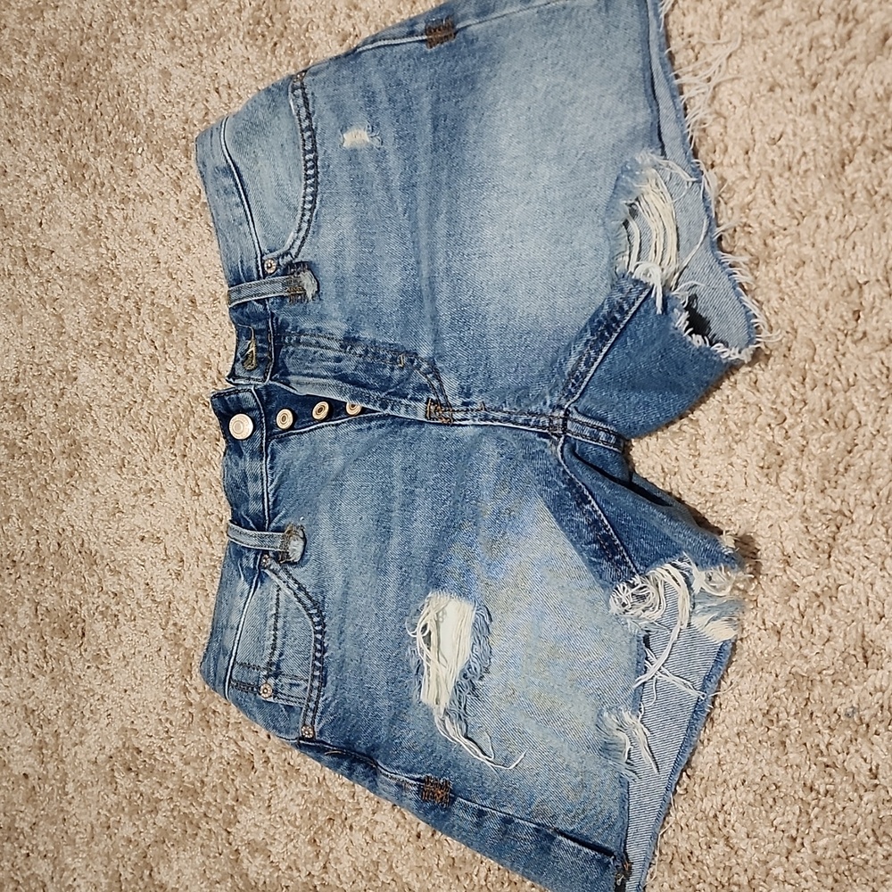 Free People Loose Cannon Button Fly Distressed Jean Shorts Women's Size … - Picture 7 of 9